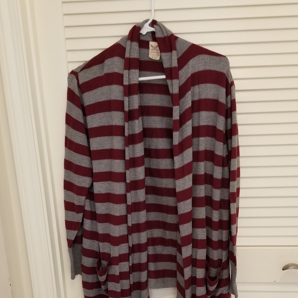 Drape front striped sweater
